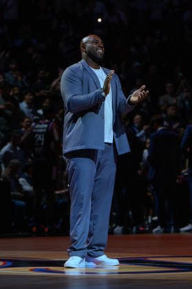 EuroLeague 2026, Paris Basketball vs LDLC ASVEL Villeurbanne, Basketball Teddy Riner attends the EuroLeague 2026 match between Paris Basketball and LDLC ASVEL Villeurbanne at Adidas Arena on October 07, 2026 in Paris, France. Paris Adidas Arena France