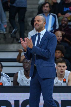 EuroLeague 2026, Paris Basketball vs LDLC ASVEL Villeurbanne, Basketball ASVEL Head Coach TONY PARKER during the EuroLeague 2026 match between Paris Basketball and LDLC ASVEL Villeurbanne at Adidas Arena on October 07, 2026 in Paris, France. Paris Adidas Arena France