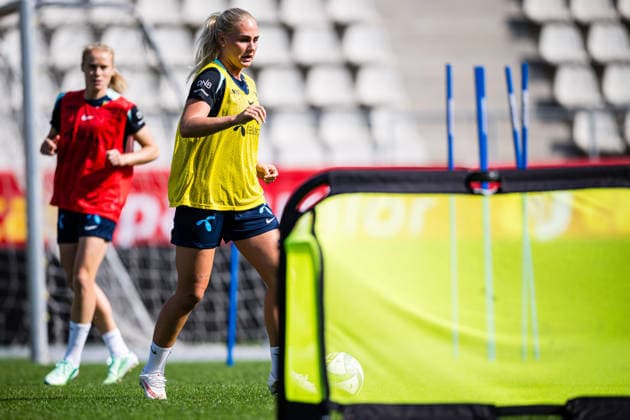 261008 Cathinka Tandberg of the Norwegian women™s national football team during a training session on October 8, 2026 in Bucharest. Photo: Marius Simensen BILDBYRAN Cop 238 bbeng dam fifa women s world cup qualifier football fotball fotboll norge norway practice soccer training trening träning Copyright: MARIUSxSIMENSEN BB261008BB175