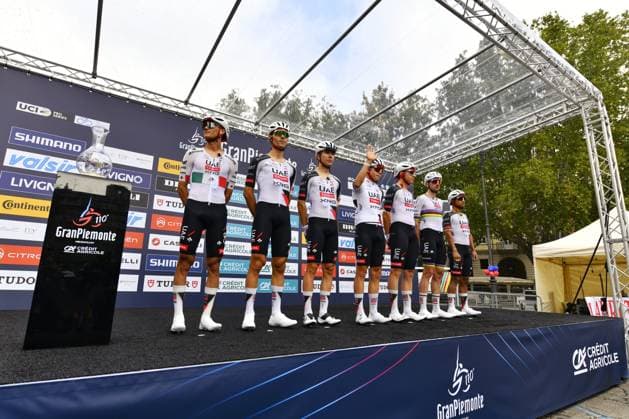IPA89426340 - Team UAE Emirates during Il Gran Piemonte 2026, a Road cycling, Rad, Radsport, Strasse race in Aqui Terme, Italy, on October 8, 2026  Copyright: xDavidexVaninetti IPAxSportx xx IPA89426340