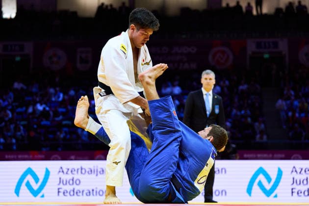 (Top-Bottom) Sanshiro Murao (JPN), Majdov Nemanja (SRB), OCTOBER 8, 2026 -Judo : World Judo Championships BAKU2026 Mens -90kgQuarter-final match at National Gymnastics Arena in Baku, Azerbaijan.  aflo_354298641 KenxAsakurax