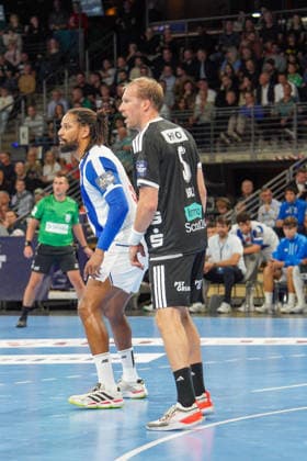 Im Bild: Max Darj (Fuechse Berlin, 5) 08.10.2026, Fuechse Berlin - FC Porto, EHF Handball Champions League, Saison 2026 27, Max-Schmeling-Halle Copyright: HMBxMedia xPascalxSpanehl