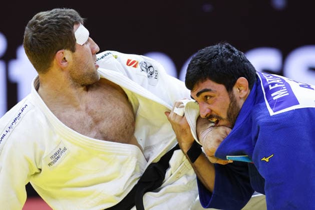 AZERBAIJAN, BAKU - OCTOBER 8, 2026: Murad Fatiyev (R) of Azerbaijan and Nemanja Majdov of Serbia compete in their -90 kg bout as part of the 2026 World Judo Championships at the National Gymnastics Arena 2026 World Judo Championships In Baku  - ZUMAt113 20261008_zaa_t113_622 Copyright: xMikhailxSinitsynx