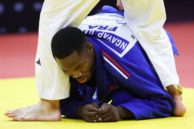 AZERBAIJAN, BAKU - OCTOBER 8, 2026: Maxime-Gael Ngayap Hambou of France is pictured during a -90 kg bout against Boris Rutovic of Serbia as part of the 2026 World Judo Championships at the National Gymnastics Arena 2026 World Judo Championships In Baku  - ZUMAt113 20261008_zaa_t113_633 Copyright: xMikhailxSinitsynx