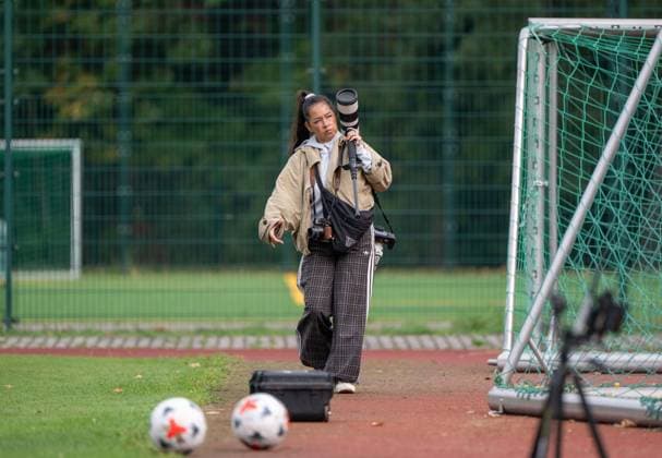 Fußball, Frauen, Testspiel, Saison 2026 2027, 1. FC Union Berlin - 1. FFC Turbine Potsdam (4:0), Nadia Saini (Fotografin, AFTV, Kommunikation), 08.10.2026, Copyright: xMatthiasxKochx