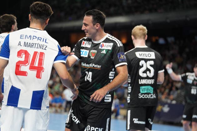 Im Bild: Aitor Arino (Fuechse Berlin, 14) 08.10.2026, Fuechse Berlin - FC Porto, EHF Handball Champions League, Saison 2026 27, Max-Schmeling-Halle Copyright: HMBxMedia xPascalxSpanehl