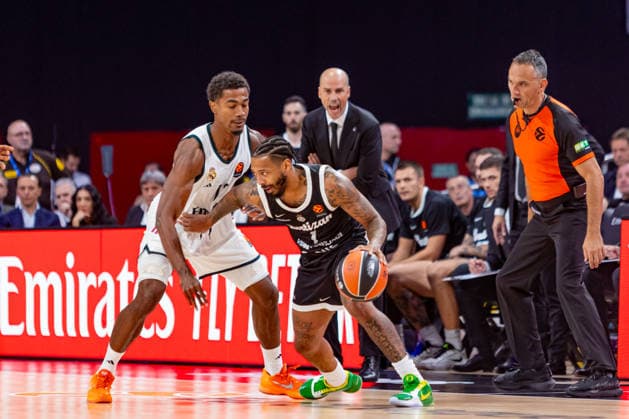 ESP: Euroleague Real Madrid v Partizan Belgrade Theo Maledon of Real Madrid and Carlik Jones of Partizan during the Euroleague match between Real Madrid and Partizan Mozzart Bet Belgrade played at Movistar Arena Stadium on October 8 2026 in Madrid Spain Madrid Spain Basketball Copyright: xAlbaxPachecox xAgenciaxLOFx