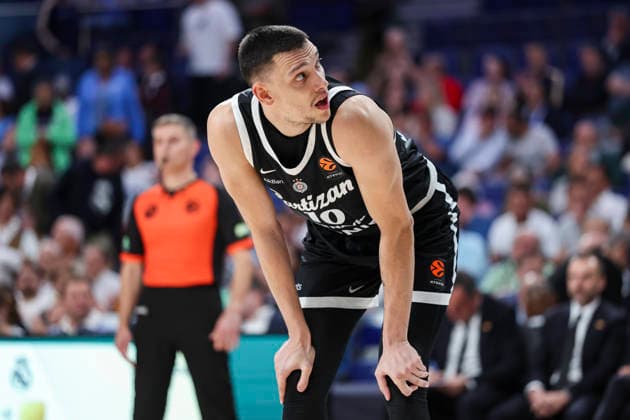 October 8, 2026, Madrid, Madrid, Spain: Nikola Tanaskovic of Partizan Mozzart Bet Belgrade gestures during the Euroleague Basketball Regular Season Round 4 game between Real Madrid v Partizan Mozzart Bet Belgrade at Movistar Arena on October 08, 2026 in Madrid, Spain. Madrid Spain - ZUMAa181 20261008_zaa_a181_220 Copyright: xIrinaxR.xHipolitox