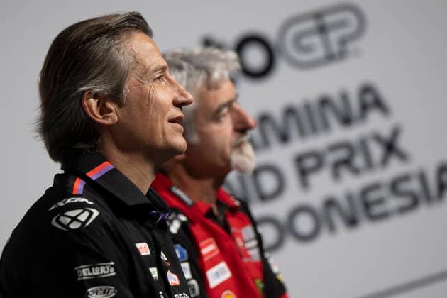 MOTO - MOTO GP - GRAND PRIX OF INDONESIA 2026 Rivola Massimo (ita), CEO Aprilia Racing, portrait with Dall Igna Luigi (ita), General Manager of Ducati Corse, presse conference during the 2026 MotoGP Pertamina Grand Prix of Indonesia on the Mandalika circuit from October 9 to 11, at West Nusa Tenggara, Indonesia - West Nusa TenggaraIndonesia  Copyright: xGIGIxSOLDANOx