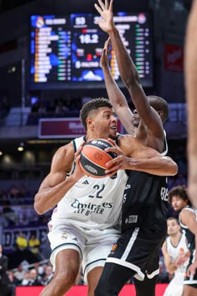 October 8, 2026, Madrid, Madrid, Spain: Walter Samuel Tavares da Veiga of Real Madrid and Bandja Sy of Partizan Mozzart Bet Belgrade in action during the Euroleague Basketball Regular Season Round 4 game between Real Madrid v Partizan Mozzart Bet Belgrade at Movistar Arena on October 08, 2026 in Madrid, Spain. Real Madrid V Partizan Mozzart Bet Belgrade - Euroleague 2025 2026  - ZUMAa181 20261008_zaa_a181_238 Copyright: xIrinaxR.xHipolitox