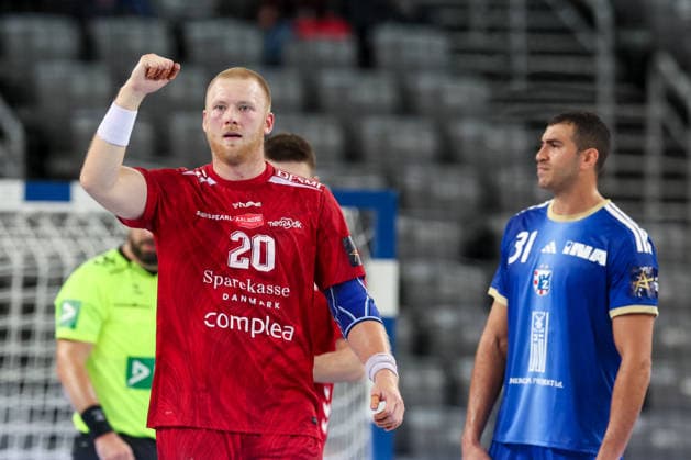 HC Zagreb v Aalborg Handbold - EHF Champions League Men Group Phase - Group C ZAGREB, CROATIA - OCTOBER 8: Felix Moller of aalborg Handbold celebrates after a goal during the EHF Champions League match between HC Zagreb and Aalborg Handbold at Arena Zagreb on October 8, 2026 in Zagreb, Croatia.  IgorxKralj PIXSELL