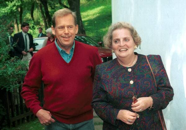 Czech President Vaclav Havel with U.S. ambassador to the United Nations Madeleine Albright during their meeting at his private cottage Hradecek on August 28, 1994.Vaclav Havel died on Sunday, Dec. 18, 2011, aged 75. Havel, a dissident playwright jailed by Communists, became Czechoslovak and than Czech president and a symbol of peace and freedom after bringing down communism in Czechoslovakia by leading bloodless Velvet Revolution .  CTKPhoto20210242