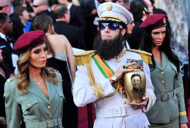 Sacha Baron Cohen arrives on the red carpet at the 84th Academy Awards at the Hollywood and Highlands Center in the Hollywood section of Los Angeles on February 26, 2012.  LAP201202261305