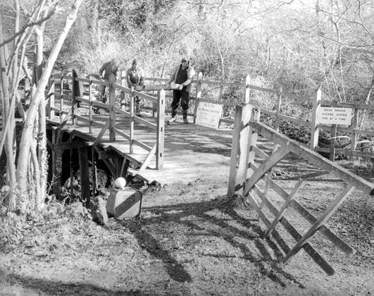 Pooh s bridge has been repaired. The bridge is to be seen over a brook to the SW of Hartfield, Sussex. The bridge features in A A Milne s books, Winnie-the-Pooh. UnitedArchives00372875 