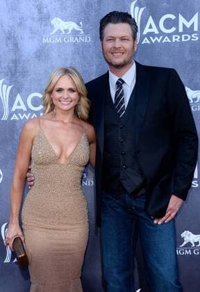 (L-R) Musicians Miranda Lambert and Blake Shelton attend the 49th annual Academy of Country Music Awards held at the MGM Grand Arena in Las Vegas, Nevada on April 6, 2014. The show will be broadcast live on CBS.  LVP2014040683