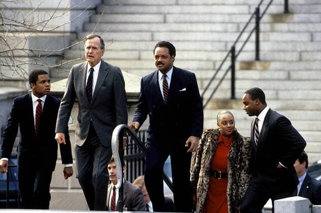 Feb. 13, 2015 - Washington, District of Columbia, United States of America - washington DC. 12-1-1988.Jesse Jackson meets with President-Elect George H.W. Bush at the White House. .Credit: Washington United States of America - ZUMAr142