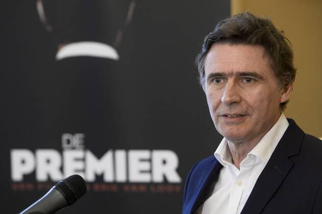 television presenter and director Erik Van Looy talks at a press conference on the start of the shooting of the new movie of directeur Erik Van Looy caaled De Premier, at the federal parliament in Brussels, Monday 21 March 2016.  DIRKxWAEM 04816931