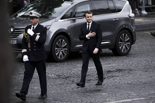 Paris, France le 14 Mai, 2017 - Le president de la rŽpublique participe a la cŽrŽmonie d hommage au soldat inconnu a l Arc de Triomphe - Emmanuel Macron __  Copyright: xVincentxIsorex