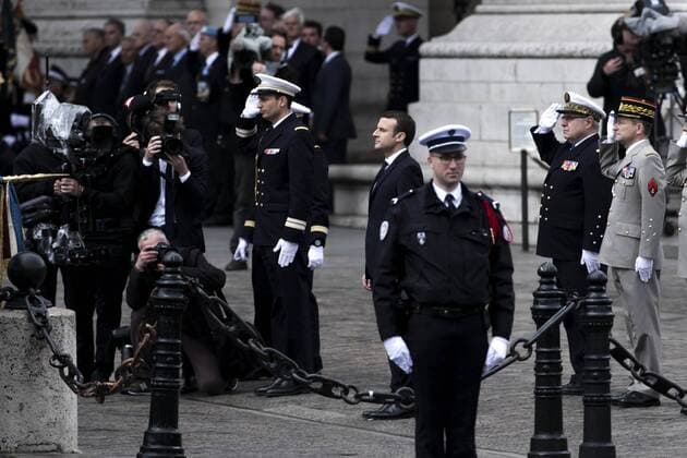 Paris, France le 14 Mai, 2017 - Le president de la rŽpublique participe a la cŽrŽmonie d hommage au soldat inconnu a l Arc de Triomphe - Emmanuel Macron __  Copyright: xVincentxIsorex