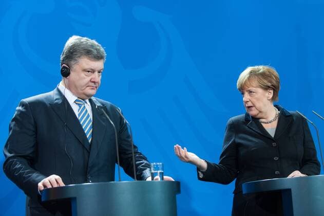Pressekonferenz mit Bundeskanzlerin Angela Merkel, CDU und dem Praesidenten der Ukraine, Petro Poroschenko, in Berlin, 01.02.2016. Berlin Deutschland Copyright: xFlorianxGaertnerx
