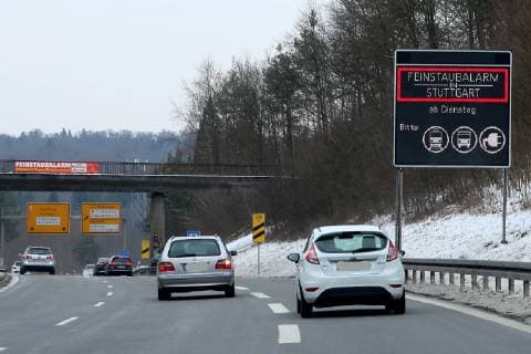 Themen der Woche Bilder des Tages 19.03.2018, Stuttgart,DEU, Feinstaubhinweisschilder im Stadtgebiet Stuttgart.