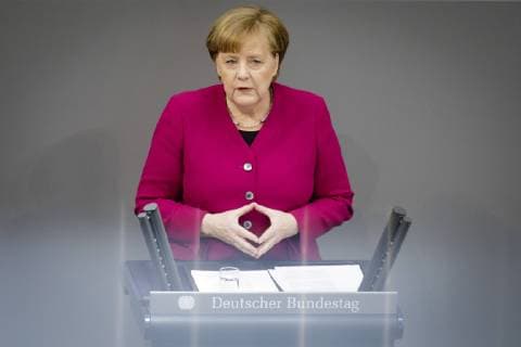 Themen der Woche Bilder des Tages Bundeskanzlerin Angela Merkel, CDU, gibt im Bundestag ihre erste Regierungserklaerung der neuen Legislaturperiode ab. Berlin, 21.03.2018. Berlin Deutschland
