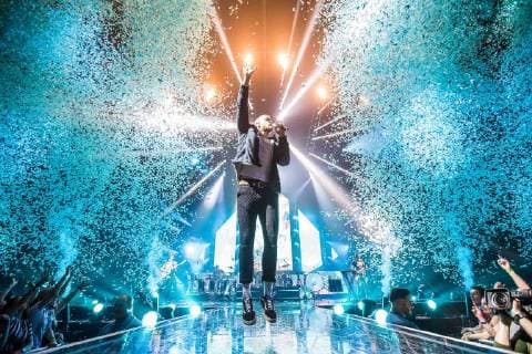 Entertainment Bilder der Woche KW16 Themen der Woche KW16 Bilder des Tages Die Musiker der Band Imagine Dragons stehen am 18. April 2018 in der König-Pilsener Arena in Oberhausen auf der Bühne. Konzert - Imagine Dragons in Oberhausen