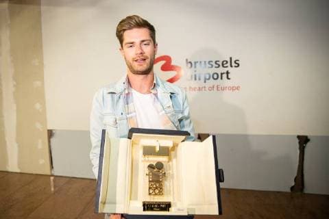 director Lukas Dhont pictured during the return after the Festival de Cannes film festival, Sunday 20 May 2018 at Brussels Airport in Zaventem. Belgian director Dhont won the Camera d Or (Golden Camera) debut prize for his film Girl .  JAMESxARTHURxGEKIERE 05349193