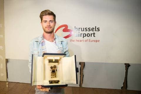 director Lukas Dhont pictured during the return after the Festival de Cannes film festival, Sunday 20 May 2018 at Brussels Airport in Zaventem. Belgian director Dhont won the Camera d Or (Golden Camera) debut prize for his film Girl .  JAMESxARTHURxGEKIERE 05349202
