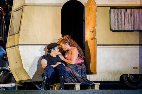 Entertainment Themen der Woche Entertainment Bilder des Tages Entertainment Bilder des Tages ERFURT DOMSTUFENFESTSPIELE 2018 - CARMEN Carmen (gespielt von Katja Bildt) Don JosŽ (gespielt von Won Whi Choi)01 08 2018 - Erfurt: Die Fotoprobe der 25. DomStufen-Festspiele mit Georges Bizets Oper Carmen am 2. August 2018 auf dem Erfurter Domplatz. _________________