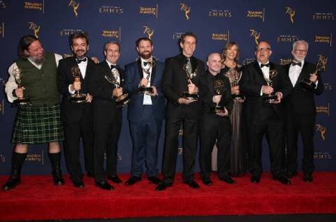 08 September 2018 - Los Angeles, California - Steve Kullback, Joe Bauer, Adam Chazen, Michelle Blok, Sam Conway, Ted Rae, David Ramos, Wayne Stabels, Derek Spears. 2018 Creative Arts Emmys Awards held at Microsoft Theater. Photo Credit: F. Sadou AdMedia 229901 2018-09-08 CA Los Angeles Etats-Unis  Copyright: xAdMediax STAR_229901_081
