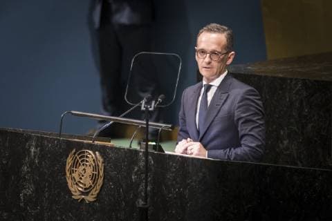 News Themen der Woche KW39 News Bilder des Tages Bundesaussenminister Heiko Maas, SPD, haelt seine Rede vor den Vereinten Nationen in New York, 28.09.2018. Heiko Maas nimmt an der 73. Generalversammlung der Vereinten Nationen (United Nations) teil. New York USA