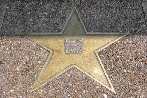 Stern von Trompeter Miles Davis auf dem Walk of Fame, Delmar Boulevard, Delmar Loop, St. Louis, Missouri, USA