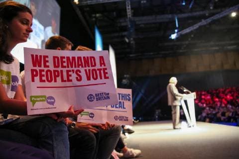 December 9, 2018 - London, United Kingdom - Lord Michael Heseltine is seen speaking during the rally..Hundreds of people attend the Best for Britain and the People™s Vote campaign™s rally at Excel Centre in East London on the eve of the week in which Parliament will vote on Prime Minister Theresa May™s Brexit withdrawal deal. London United Kingdom - ZUMAs197 20181209_zaa_s197_093 Copyright: xDinendraxHariax