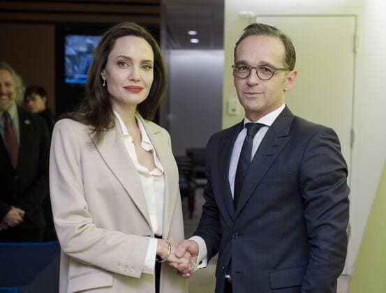 Entertainment Themen der Woche KW13 Entertainment Bilder des Tages Bundesaussenminister Heiko Maas, SPD, trifft in New York mit der UNHCR-Sondergesandten, Angelina Jolie, zusammen. New York USA 29.03.2019 New York USA