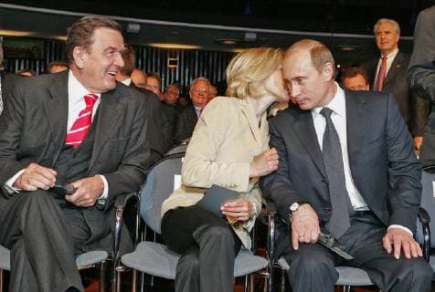 Hannover, Industriemesse, , Bundeskanzler Gerhard Schröder und Präsident Wladimir Putin , Doris Schröder-Köpf, zur Eröffnung der Hannover Messe im HCC,