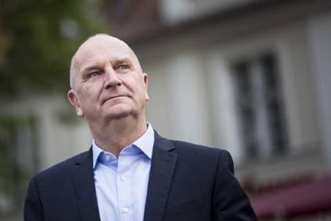 Dietmar Woidke, SPD, Ministerpraesident von Brandenburg, aufgenommen im Rahmen einer Kundgebung zur Europawahl in Potsdam, 17.05.2019. Potsdam Deutschland