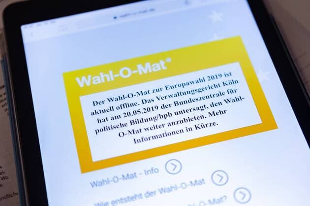 News Themen der Woche KW21 News Bilder des Tages Der Wahl-O-Mat zur Europawahl 2019 ist aktuell offline, Wahl-O-Mat fuer die Europawahl in Deutschland am 26.05.2019. Das Verwaltungsgericht Köln hat am 20.05.2019 der Bundeszentrale für politische Bildung bpb untersagt, den Wahl-O-Mat weiter anzubieten. Deutschland