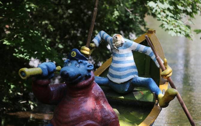 News Themen der Woche KW30 News Bilder des Tages Erfurt - Hein Blöd zerstört 26.07.2019 , Erfurt, Gera, das Boot mit Käptn Blaubär und Hein Blöd wurde schwer beschädigt, der Kopf von Hein Blöd wurde abgeschlagen und ist verschwunden