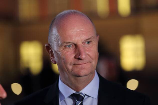 Ministerpräsident Dietmar Woidke (Spitzenkandidat SPD) im Innenhof des Landtags am Wahlabend der Brandenburger Landtagswahl, Potsdam, 1. September 2019. Landtagswahl Brandenburg 2019
