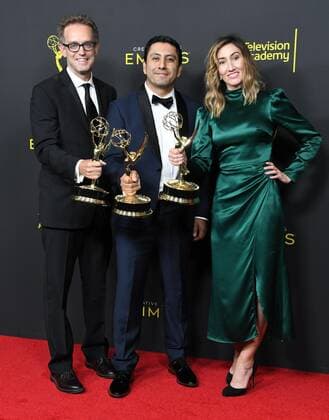 14 September 2019 - Los Angeles, California - Sam Bisbee, Rudy Valdez, Theodora Dunlap. 2019 Creative Arts Emmys Awards - Press Room held at Microsoft Theater L.A. Live. Photo Credit: Birdie Thompson AdMedia 245021 2019-09-14 California Los Angeles Etats-Unis  Copyright: xAdMediax STAR_245021_083