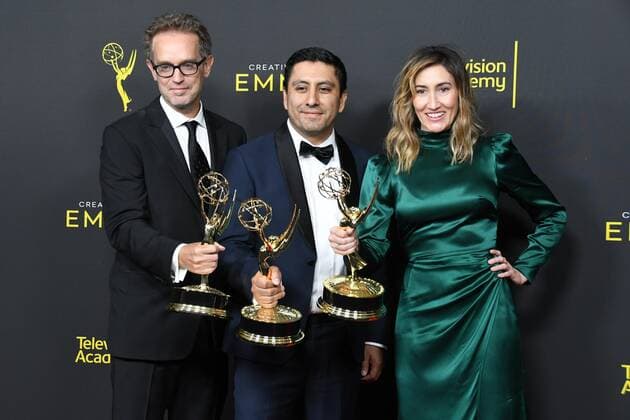 14 September 2019 - Los Angeles, California - Sam Bisbee, Rudy Valdez, Theodora Dunlap. 2019 Creative Arts Emmys Awards - Press Room held at Microsoft Theater L.A. Live. Photo Credit: Birdie Thompson AdMedia 245021 2019-09-14 California Los Angeles Etats-Unis  Copyright: xAdMediax STAR_245021_095