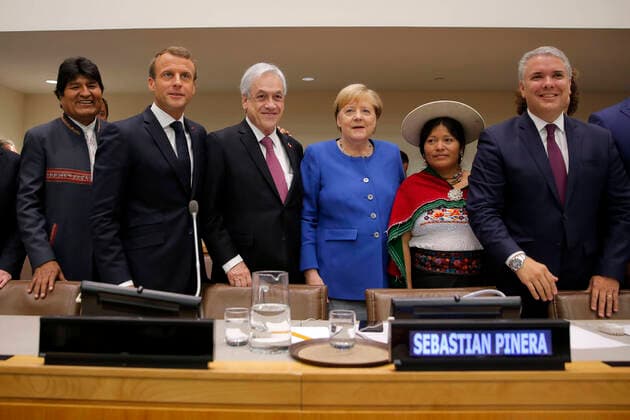New York September 23, 2019 S E the President of the Republic, Sebastián Pinera, participates in the official photo during the Rainforest Summit, organized by Chile, France and Colombia Javier Torres Aton Chile, New York United States Aton 350605  Copyright: JAVIERxTORRES ATONxCHILE
