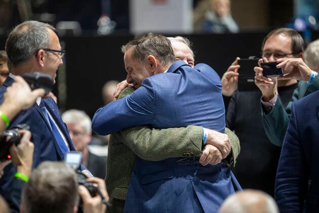 Bilder des Jahres 2019, News 11 November News Themen der Woche KW48 News Bilder des Tages Deutschland, Braunschweig, 10. Bundesparteitag der AfD, Alexander Gauland und Tino Chrupalla nach seiner Wahl zum Sprecher, 30.12.2019