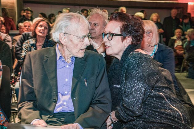 Käthe-Kollwitz-Preis 2020 u. Ausstellung Timm Ulrichs und Ursula Neugebauer, seine Frau bei der Veranstaltung zur Preisverleihung Käthe-Kollwitz-Preis 2020. im Studiofoyer der AdK Hanseatenweg und Ausstellungseröffnung Timm Ulrichs: Weiter im Text in der Akademie der Künste Hanseatenweg am 23.01.2020