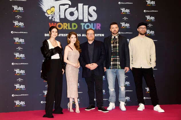 2020 Bilder des Jahres, Entertainment 02 Februar Entertainment Themen der Woche KW08 Entertainment Bilder des Tages Lena Meyer-Landrut, Anna Kendrick, Walt Dohrn, Justin Timberlake und Mark Forster beim Photocall zum Kinofilm Trolls World Tour im Waldorf Astoria Hotel. Berlin, 17.02.2020