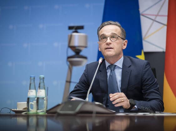 Bilder des Jahres 2020, News 04 April News Themen der Woche KW16 News Bilder des Tages Bundesaussenminister Heiko Maas, SPD, nimmt per Video-Konferenz an der initiative Allianz des Multilateralismus in Berlin teil. 16.04.2020. Berlin Deutschland