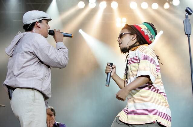 18 Konzert: Die Söhne Mannheims, mit Sänger Xavier Naidoo & Rapper Marlon B., am 26.07.2008 bei den Filmnächte am Elbufer Dresden, Konzertfoto; Dresden Deutschland Copyright: xPOP-EYE Weihsx 00164118_00164118