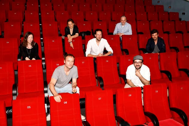 Bilder des Jahres 2020, Entertainment 06 Juni Entertainment Themen der Woche KW25 Dana Messerschmidt, Mark Waschke, Hannah D. Schwegel, Jakob D. Weydemann, Stephan Winkler, Carlos A. Morelli und Friede Clausz bei der Premiere des Kinofilms Der Geburtstag im Luchs Kino am Zoo. Halle Saale, 18.06.2020