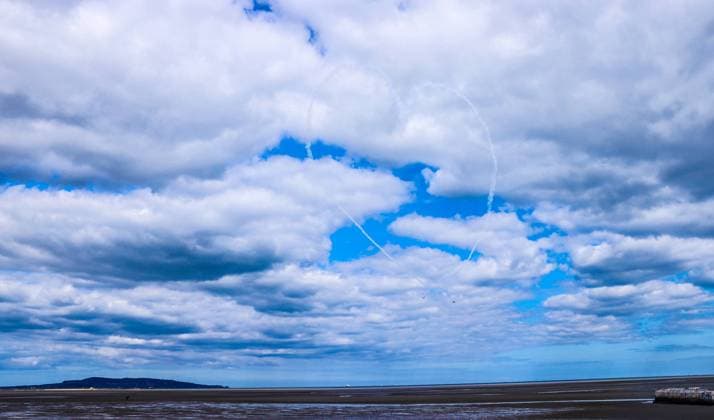 EDITORIAL USE ONLY Red Bull Matadors Aerobatic Display Over The East Coast of Ireland 2 7 2020 Pictured today at Sandymount, the Red Bull Matadors piloted by Paul Bonhomme & Steve Jones, took to the skies to perform a thrilling aerobatic display along the east coast of Ireland GivesYouWings The Red Bull Matadors 2 7 2020  Copyright: x INPHO BillyxSticklandx 0047500534st